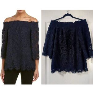 Rachel Zoe | Brody Lace Off-the-Shoulder Blouse in Navy